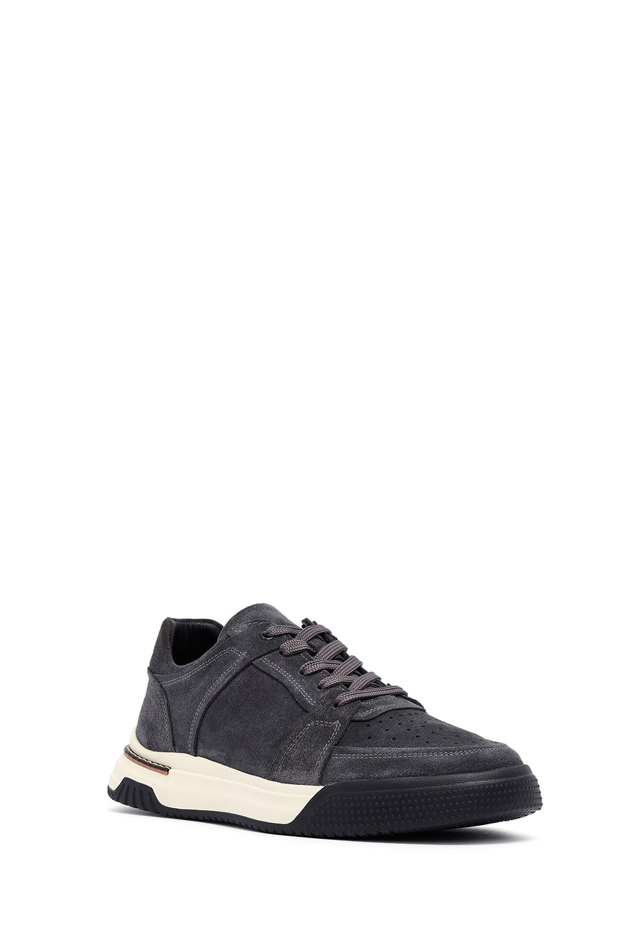 Erkek Gri Bağcıklı Süet Deri Sneaker