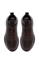 Erkek Kahverengi Bağcıklı Deri Sneaker | Derimod