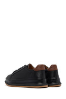 Men's Black Lace-up Thick-Sole Leather Sneaker | Derimod