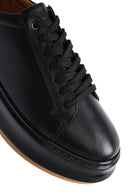 Men's Black Lace-up Thick-Sole Leather Sneaker | Derimod