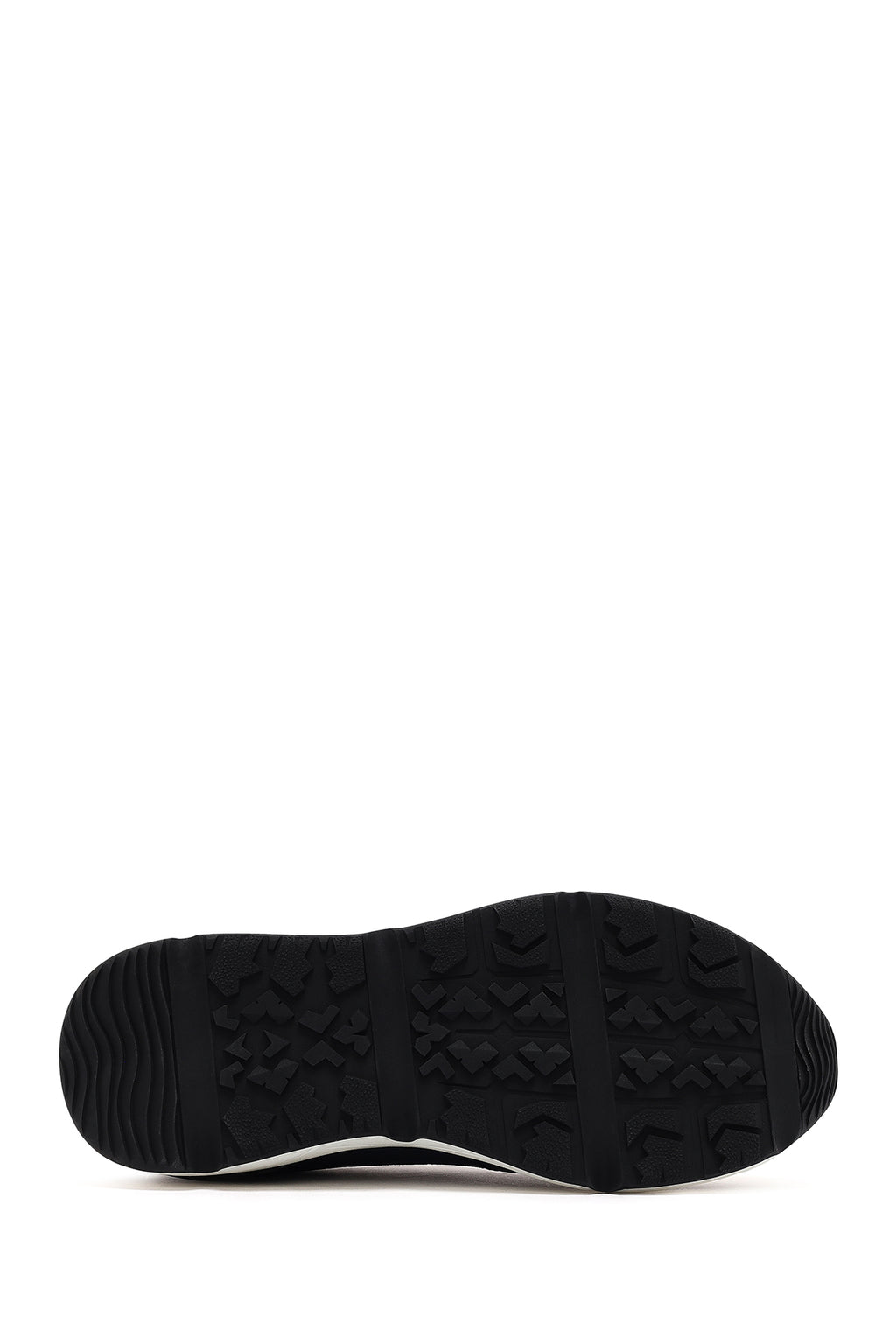 Erkek Lacivert Bağcıklı Kalın Tabanlı Deri Sneaker