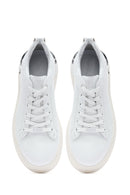 Men's White Lace-up Thick-Sole Leather Sneaker | Derimod