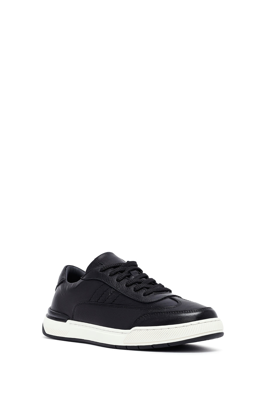 Men's Black Lace-up Leather Sneaker
