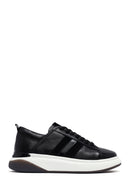 Men's Black Lace-Up Thick Sole Leather Sneakers | Derimod
