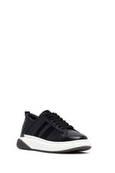 Men's Black Lace-Up Thick Sole Leather Sneakers | Derimod