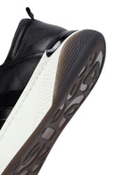 Men's Black Lace-Up Thick Sole Leather Sneakers | Derimod