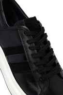 Men's Black Lace-Up Thick Sole Leather Sneakers | Derimod