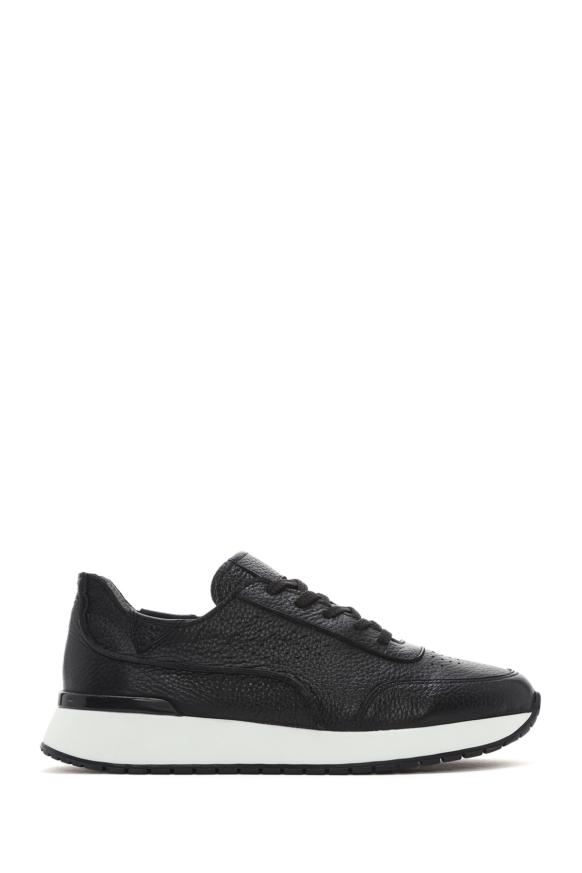 Erkek Siyah Bağcıklı Kalın Tabanlı Deri Casual Sneaker 25SFD6885FT | Derimod