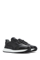 Erkek Siyah Bağcıklı Kalın Tabanlı Deri Casual Sneaker | Derimod