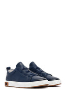 Men's Navy Blue Lace-Up Leather Sneaker | Derimod