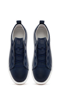 Men's Navy Blue Lace-Up Leather Sneaker | Derimod