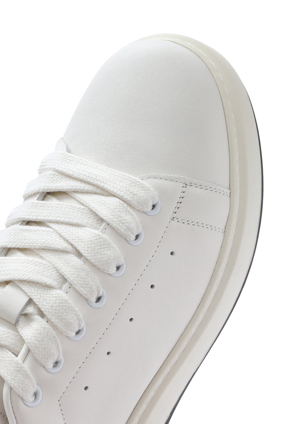 Men's White Lace-up Leather Sneaker