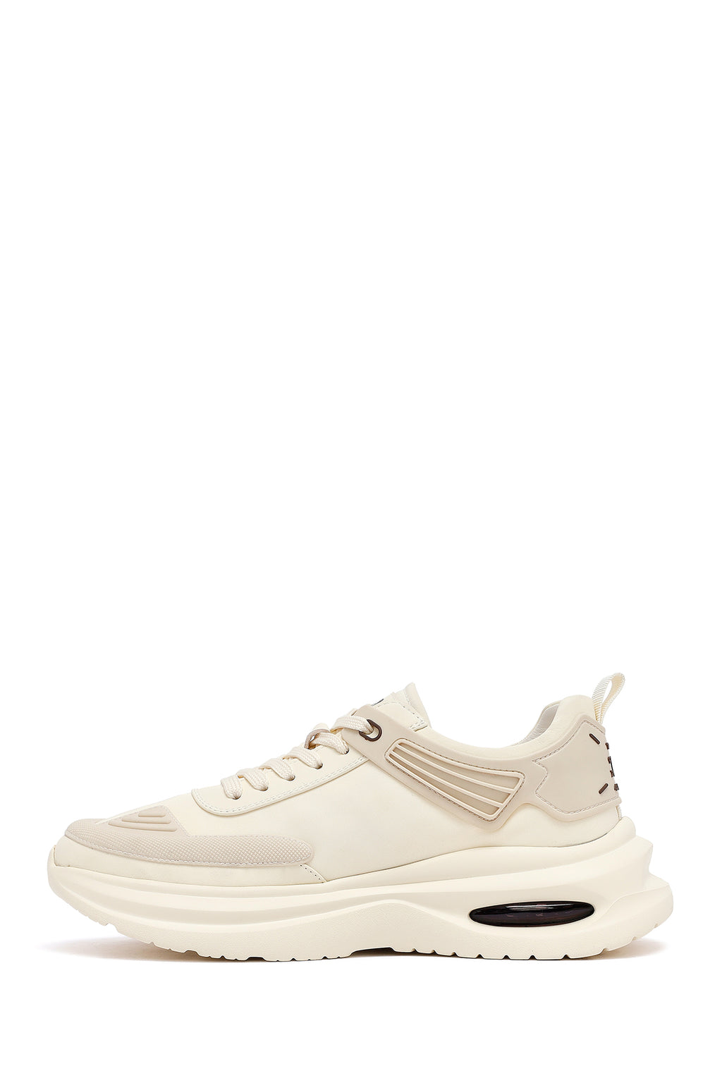 Erkek Bej Bağcıklı Kalın Tabanlı Kumaş Sneaker