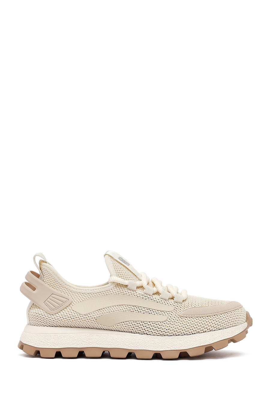 Derimod Zero Erkek Bej Bağcıklı Kalın Tabanlı Kumaş Sneaker 25SFD69406F | Derimod