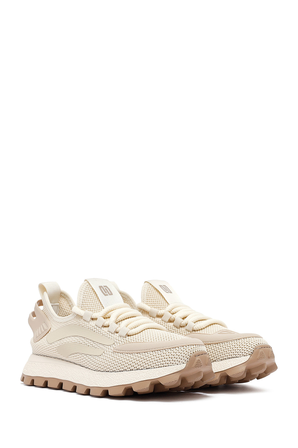 Derimod Zero Erkek Bej Bağcıklı Kalın Tabanlı Kumaş Sneaker