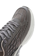 Erkek Gri Bağcıklı Kalın Tabanlı Kumaş Sneaker | Derimod