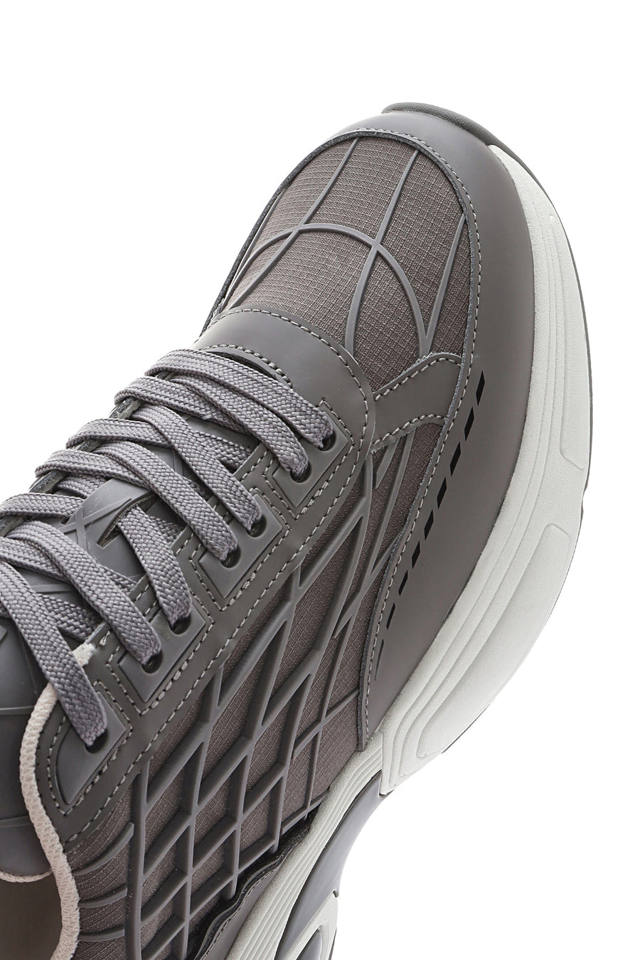 Erkek Gri Bağcıklı Kalın Tabanlı Kumaş Sneaker