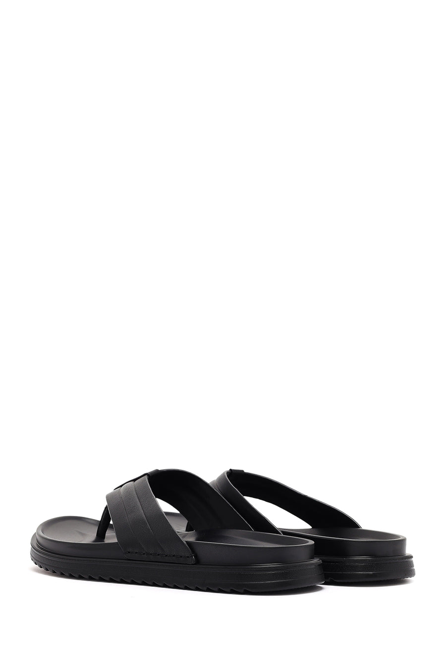 Men's Black Leather Slippers