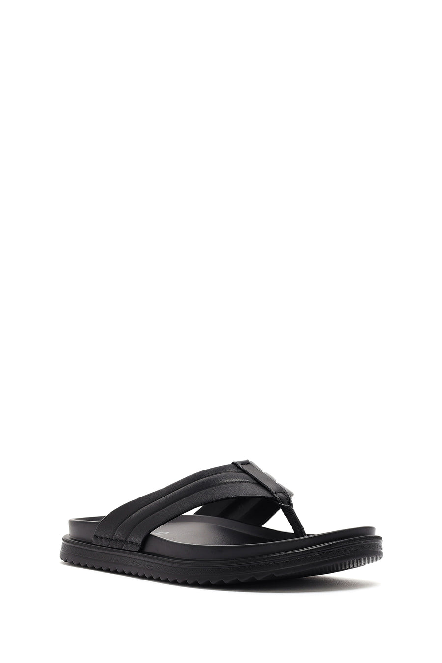 Men's Black Leather Slippers