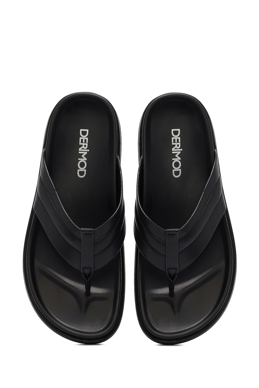 Men's Black Leather Slippers