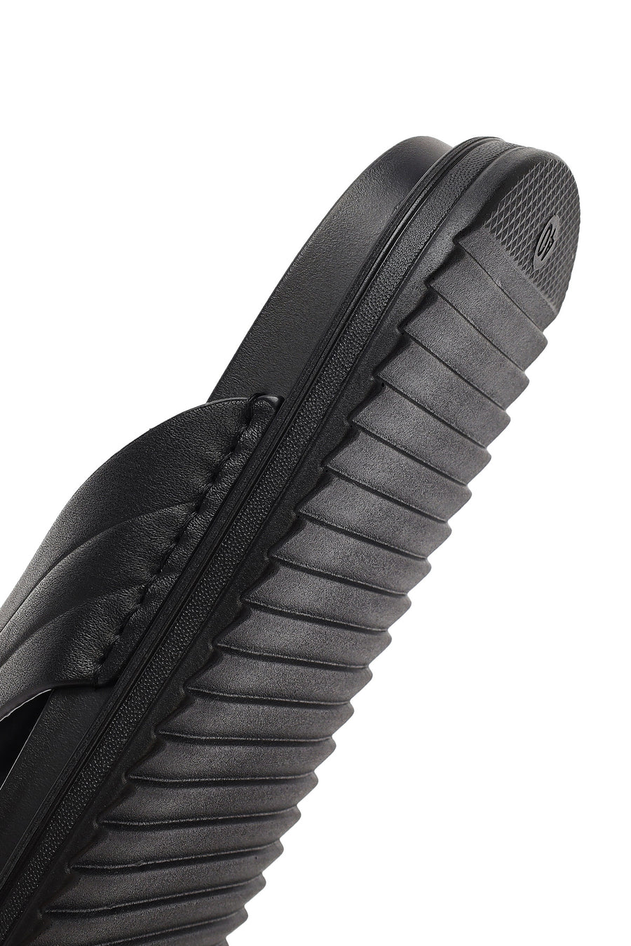 Men's Black Leather Slippers