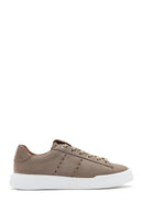 Men's Mink Lace-Up Nubuck Leather Sneaker | Derimod