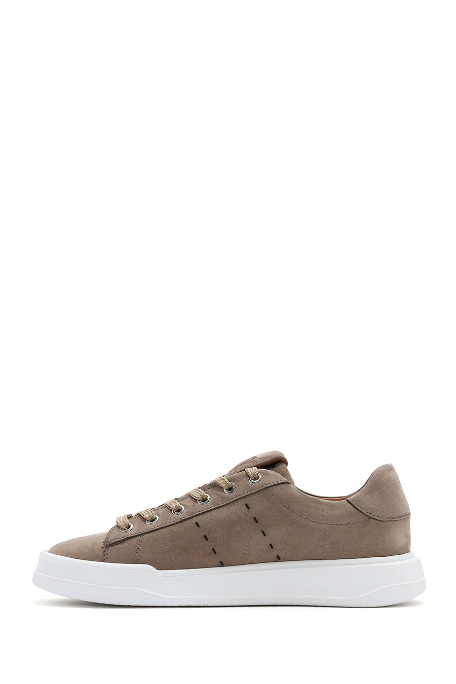 Erkek Vizon Bağcıklı Nubuk Deri Sneaker