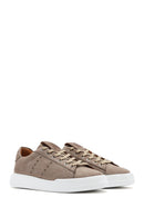 Men's Mink Lace-Up Nubuck Leather Sneaker | Derimod