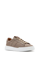 Men's Mink Lace-Up Nubuck Leather Sneaker | Derimod