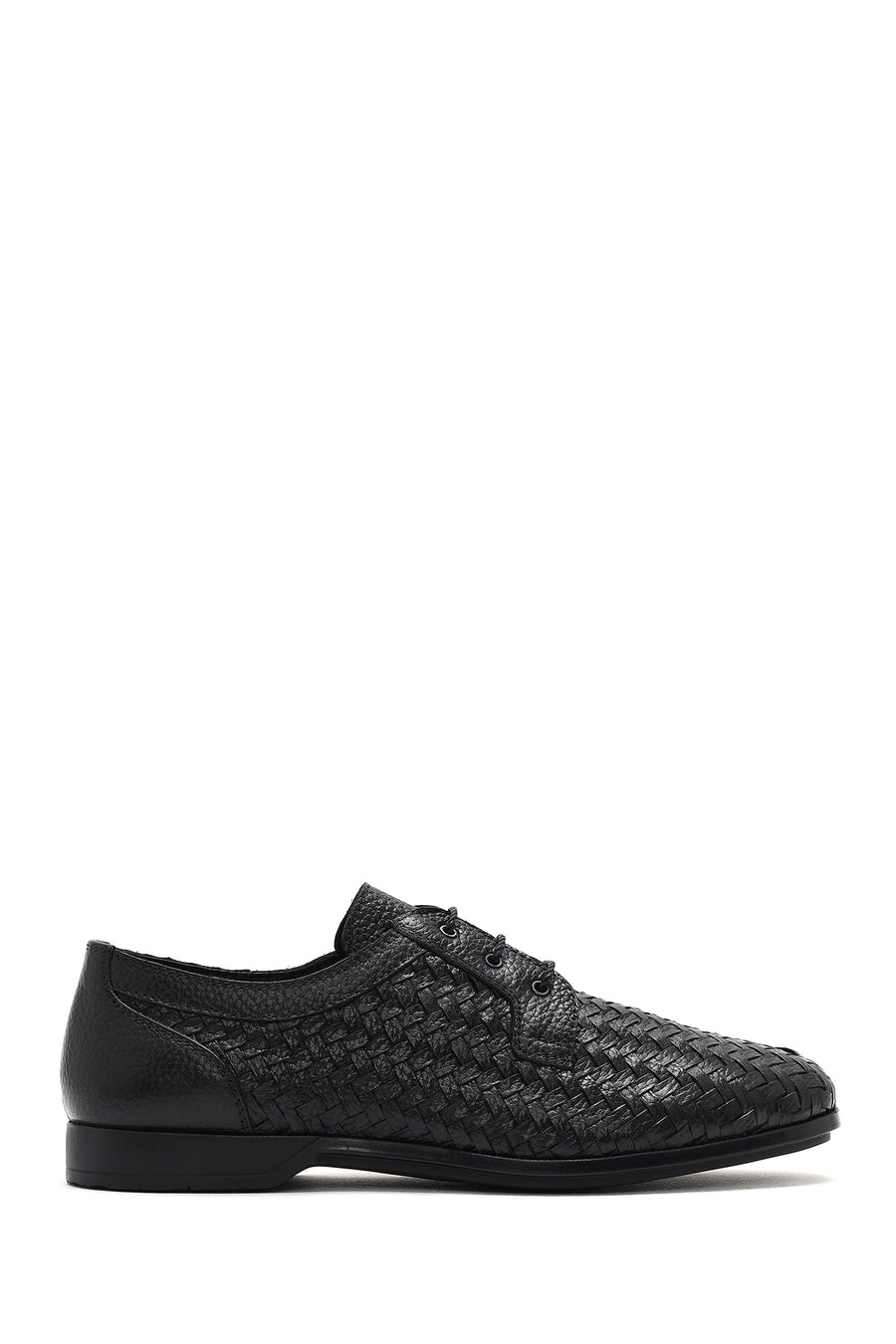Men's Black Braided Lace-Up Leather Casual Shoes 25SFD740829 | Derimod