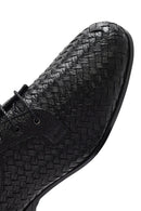 Men's Black Braided Lace-Up Leather Casual Shoes | Derimod