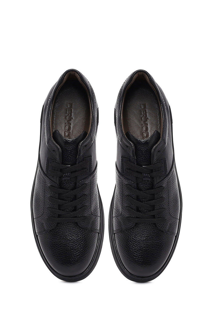 Men's Black Lace-Up Leather Sneaker