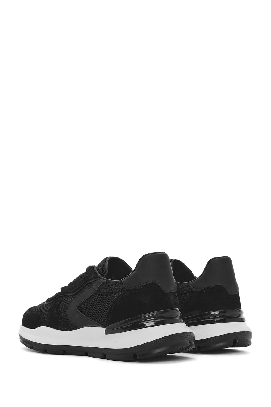 Erkek Siyah Bağcıklı Deri Sneaker