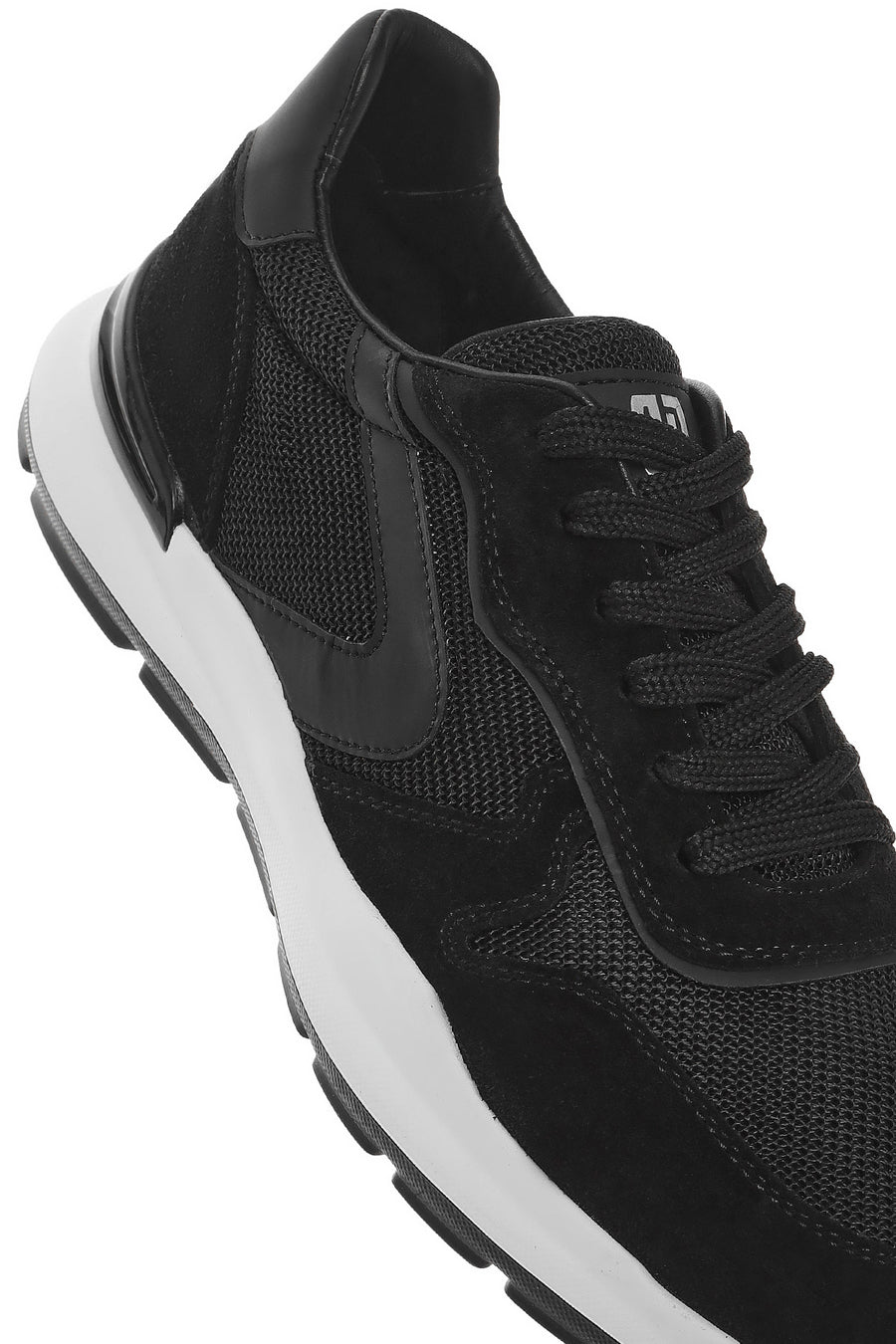 Erkek Siyah Bağcıklı Deri Sneaker
