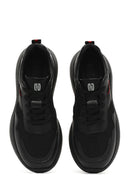 Men's Black Lace-up Thick-Sole Leather Casual Sneaker | Derimod
