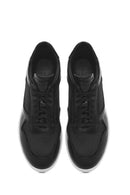 Erkek Siyah Bağcıklı Deri Sneaker | Derimod