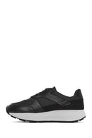 Erkek Siyah Bağcıklı Kalın Tabanlı Deri Sneaker | Derimod