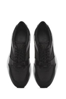 Erkek Siyah Bağcıklı Kalın Tabanlı Deri Sneaker | Derimod