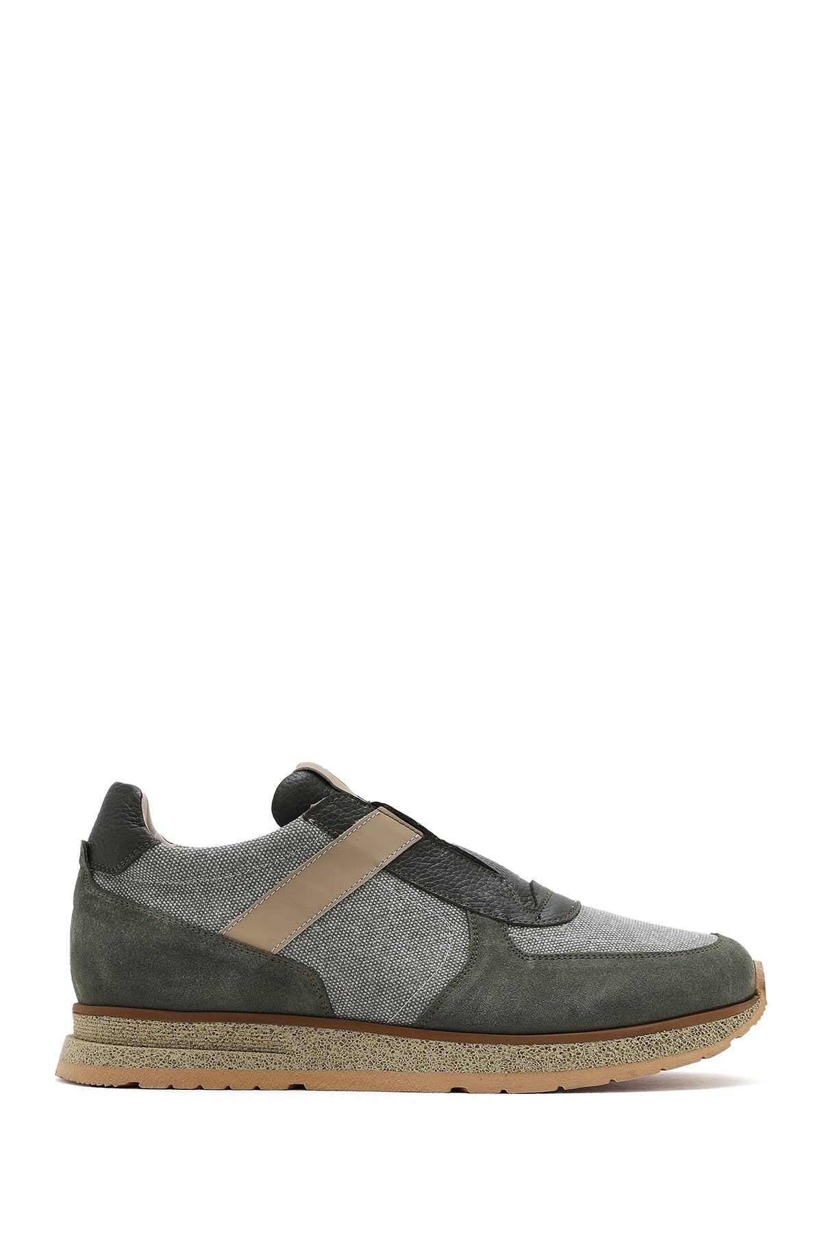 Erkek Haki Bağcıklı Deri Casual Sneaker 25SFD795114 | Derimod