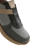 Erkek Haki Bağcıklı Deri Casual Sneaker | Derimod