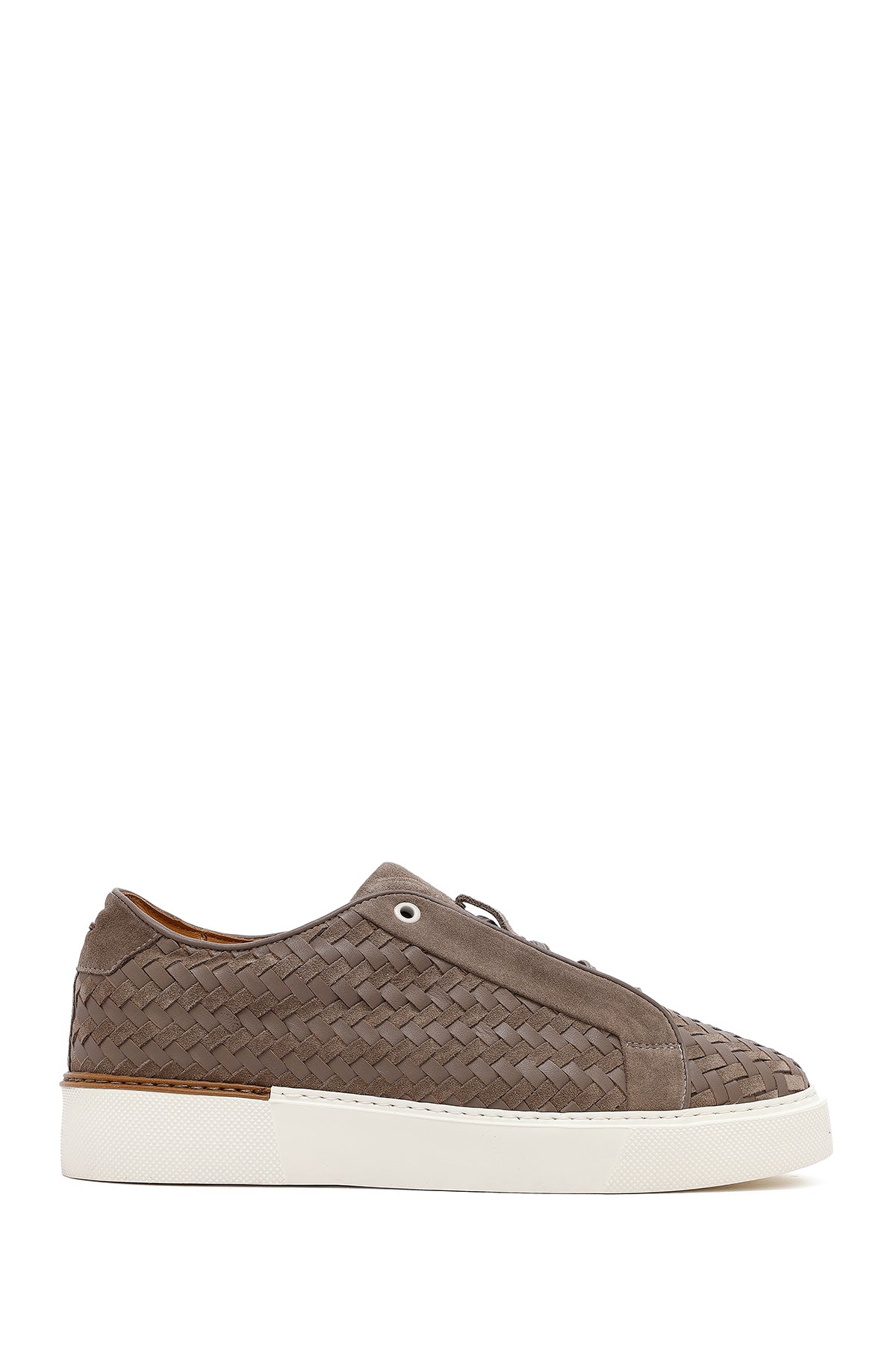 Men's Mink Lace-Up Braided Thick-Soled Leather Sneakers 25SFD795214 | Derimod