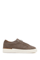 Men's Mink Lace-Up Braided Thick-Soled Leather Sneakers | Derimod