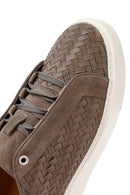 Men's Mink Lace-Up Braided Thick-Soled Leather Sneakers | Derimod