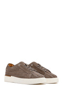 Men's Mink Lace-Up Braided Thick-Soled Leather Sneakers | Derimod