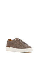 Men's Mink Lace-Up Braided Thick-Soled Leather Sneakers | Derimod