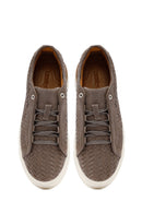 Men's Mink Lace-Up Braided Thick-Soled Leather Sneakers | Derimod