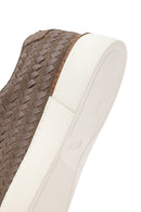 Men's Mink Lace-Up Braided Thick-Soled Leather Sneakers | Derimod