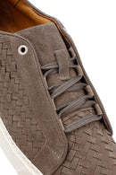 Men's Mink Lace-Up Braided Thick-Soled Leather Sneakers | Derimod