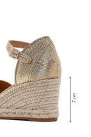 Women's Gold Ankle Buckle Metallic Wedge Heel Espadrilles | Derimod