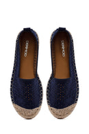 Woman Navy Blue Mesh Suede Espadrilles | Derimod